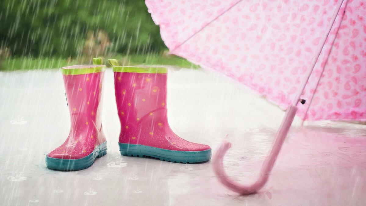 rubber rain boots in the rain